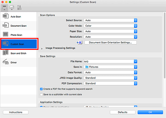 figure: Settings dialog